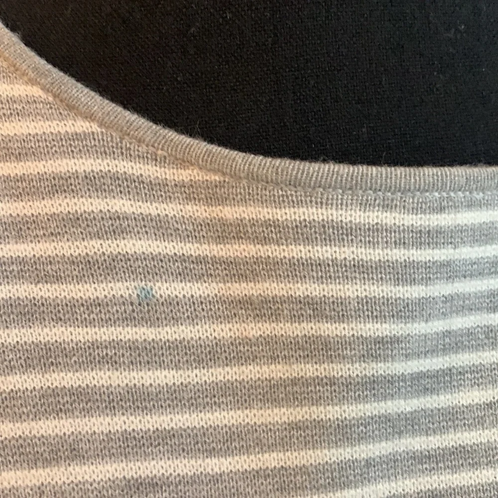 Eileen Fisher striped sweater Medium gray white cotton nylon silk blend - Picture 8 of 11